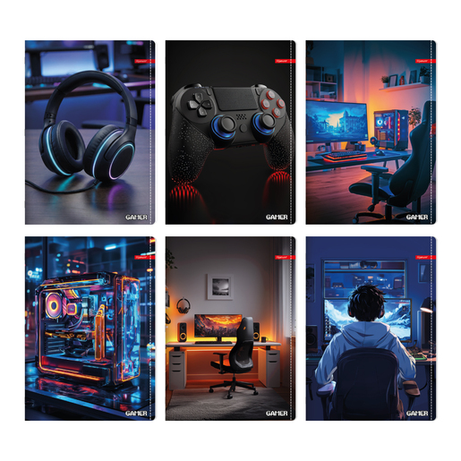 Set bilježnica Ilijanum Gamer, A4 linije, 52 listova, meki uvez, 10 KOM