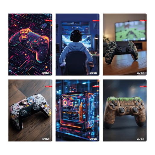 Set bilježnica Ilijanum Gamer, A4 linije, 52 listova, meki uvez, 10 KOM