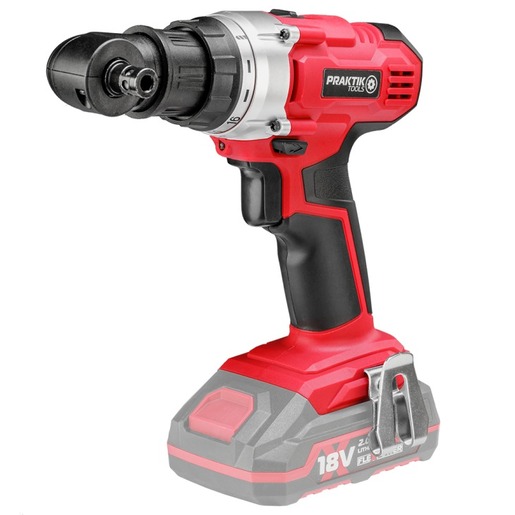 PRAKTIK TOOLS aku bušilica-odvijač PTQ119, 18V FLEXPOWER, 350 - 1250 o/min, 30 Nm, LED + 3 glave, SOLO