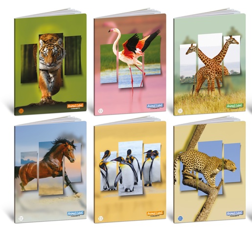 Set bilježnica Animal label, A4 kvadratići, 52 lista, meki uvez, 10 KOM