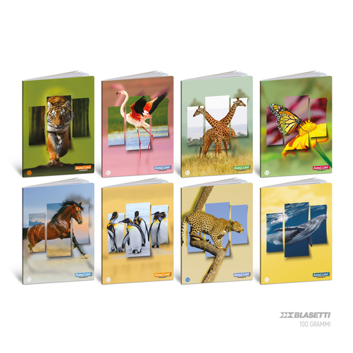 Set bilježnica Animal label, A4 kvadratići, 52 lista, meki uvez, 10 KOM