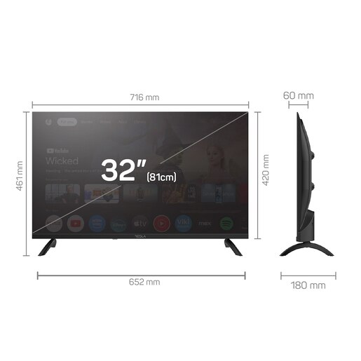 Tesla 32" DLED TV 32E655BHS, HD Ready, Google Smart TV