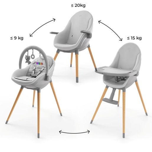 Kinderkraft hranilica Fini UP 3u1, Grey