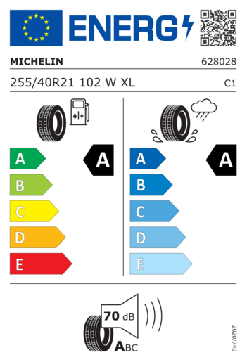 Michelin 255/40R21 Primacy 5 energy xl 102W,Pot: A,Pri: A,Buka: 70dB