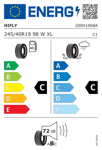 Hifly 245/40R19 Hf805 xl 98W,Pot: C,Pri: C,Buka: 72dB