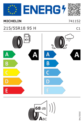 Michelin 215/55R18 Primacy 5 energy 95H,Pot: A,Pri: A,Buka: 68dB