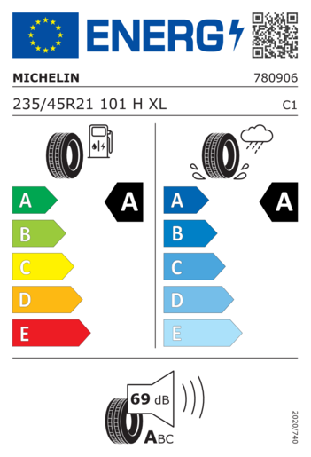 Michelin 235/45R21 Primacy 5 energy xl 101H,Pot: A,Pri: A,Buka: 69dB