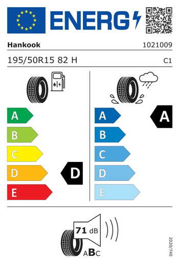 Hankook 195/50R15 82H VENTUS PRIME 3 K125 TL, Pot: D, Pri: A, Buka: B 071 dB
