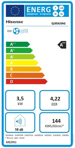 Hisense Inverter klima uređaj QJ35XJ3AG/AS35XJ3EW, 3500 W, HI-NANO sterilization, AI Smart, Fresh Air, Wi-Fi