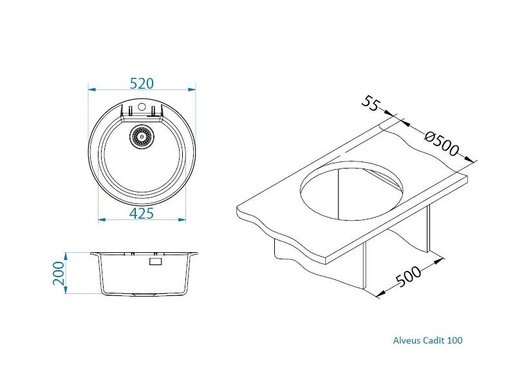 Alveus sudoper CADIT 100 Stone - A80