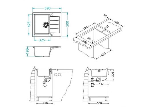 Alveus sudoper CADIT 10 Ivory - A20