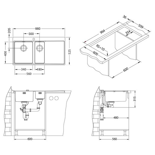 Alveus sudoper PURE 60 QC lijevi