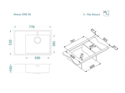 Alveus sudoper ONE 50 D