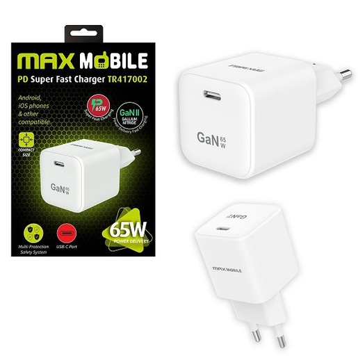 MaxMobile 65 W kućni punjač Super Fast Charge, PD, USB-C, GAN II TR417002