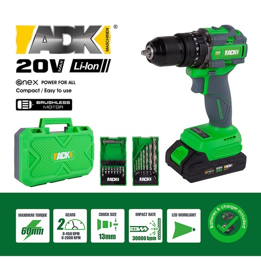 ADK akumulatorska udarna bušilica 20V SF4E104 1 X 2.0 AH ENEX