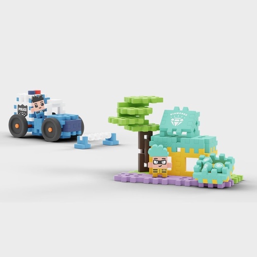 Marioinex Mini Waffle City 80 kom, Police Car and Jewerly Store