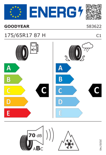 Goodyear 175/65R17 Vector-4Season G2 87H,Pot: C,Pri: C,Buka: 70dB