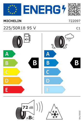 Michelin 225/50R18 Crossclimate 3 95V,Pot: B,Pri: B,Buka: 72dB