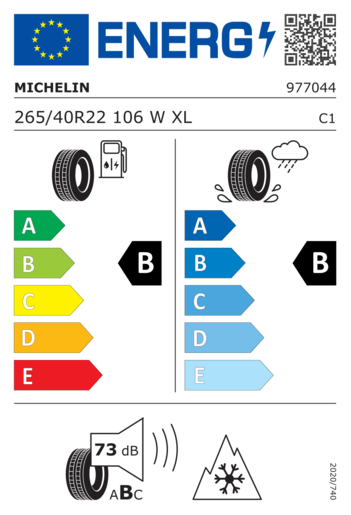Michelin 265/40R22 Crossclimate 3 XL 106W,Pot: B,Pri: B,Buka: 73dB