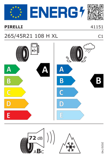 Pirelli 265/45R21 Scorpion AllSeason sf 2 vol elect XL 108H,Pot: A,Pri: B,Buka: 72dB