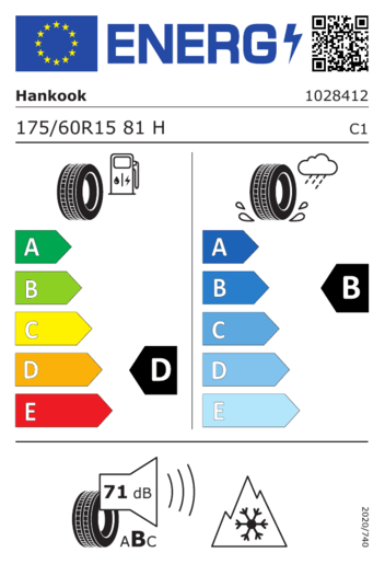 Hankook 175/60R15 81H WINTER ICEPT RS3 W462 TL, Pot: D, Pri: B, Buka: B 071 dB