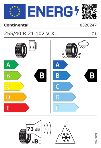 Continental 255/40R21 102V WINTERCONTACT 8 S XL FR TL, Pot: B, Pri: B, Buka: B 073 dB