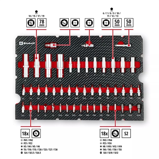 Einhell set alata u E-Case S-F kovčegu, 92-dijelni