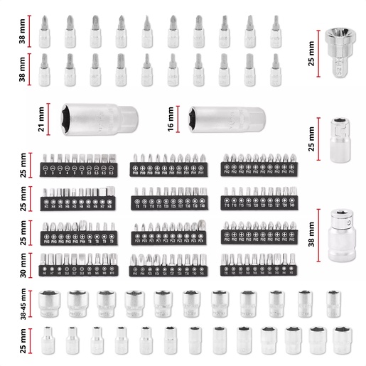 Einhell set alata u E-Case S-F kovčegu, 201-dijelni