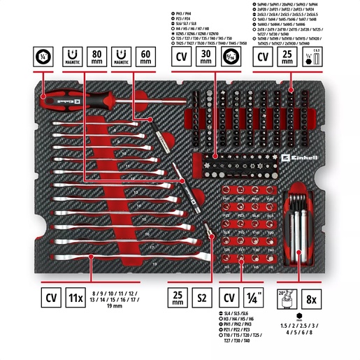Einhell set alata u E-Case S-F kovčegu, 201-dijelni