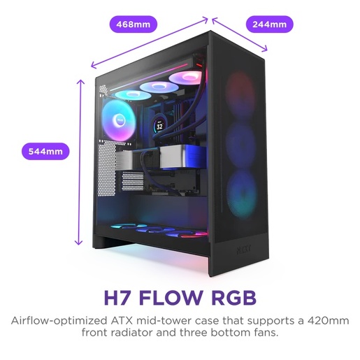Kućište NZXT H7 Flow RGB 2024, crno