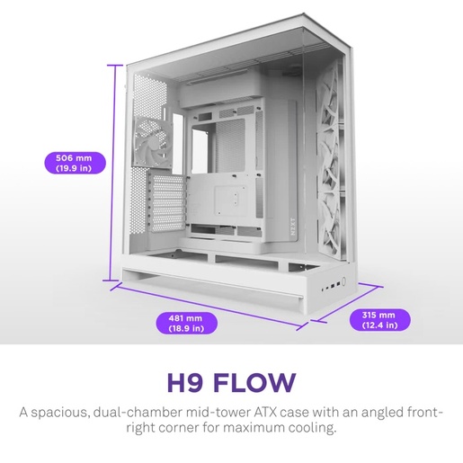 Kućište NZXT H9 Flow 2025, bijelo