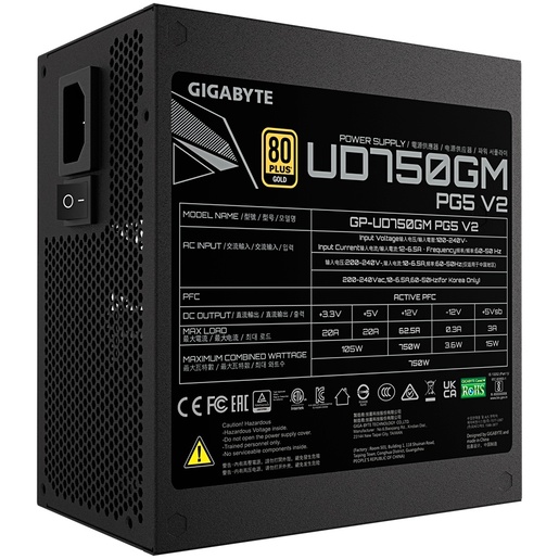 Napajanje Gigabyte UD750GM PG5 V2 750W, 80+ Gold, modularno, PCIe 5.1
