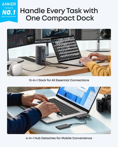 Anker Nano Docking Station 13-u-1, Triple Display, odvojivi 6-u-1 hub, A83C3311