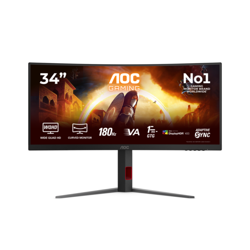AOC 34" gaming monitor CU34G4CA, WQHD, 180Hz, VA, zakrivljeni