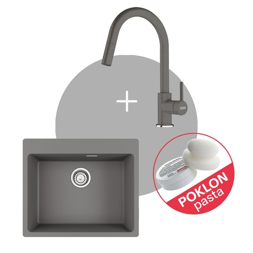 Franke Set Maris MRG 610-54 FTL sudoper + LINA J DOCCIA slavina, Kameno siva
