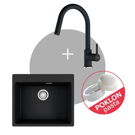 Franke Set Maris MRG 610-54 FTL sudoper + LINA J DOCCIA slavina, Crna
