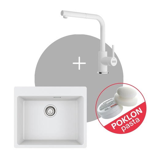 Franke Set Maris MRG 610-54 FTL sudoper + LINA L DOCCIA slavina, Glečer bijela