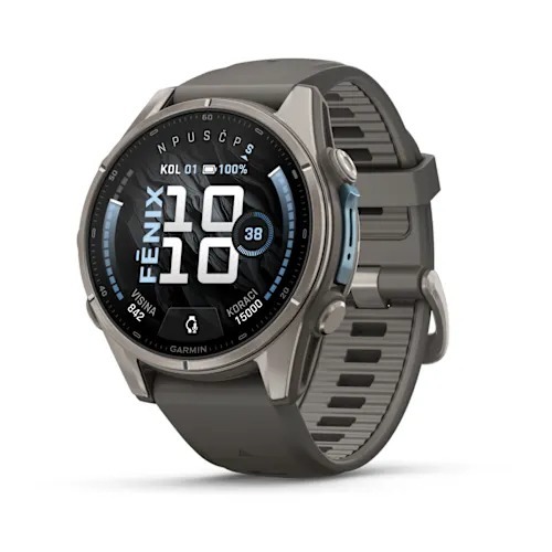 Garmin fēnix 9, 43 mm AMOLED Titanium Pebble Gray, 010-04761-11, pametni sat