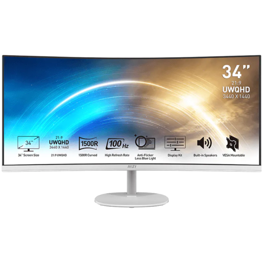 MSI 34" office monitor PRO MP341CQW, UWQHD, 100Hz, VA, zakrivljeni