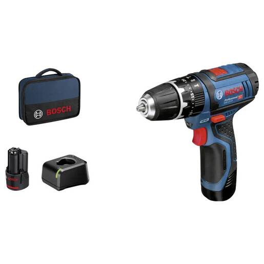 BOSCH Professional akumulatorska udarna bušilica GSB 12V-15, 2x2,0 Ah, GAL 12V-20, torba