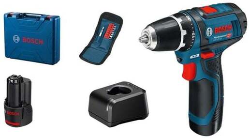 BOSCH Professional akumulatorska bušilica-izvijač GSR 12V-15, 2x2,0 Ah, 10-dijelni set, kofer