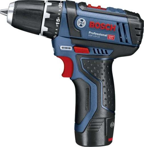 BOSCH Professional akumulatorska bušilica-izvijač GSR 12V-15, 2x2,0 Ah, 10-dijelni set, kofer