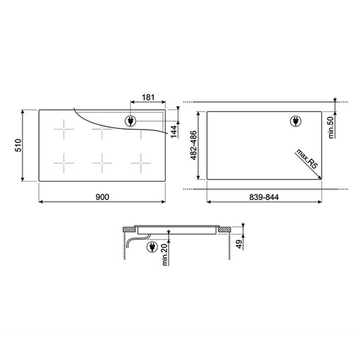 Smeg indukcijska ploča za kuhanje SI1M24954D Musa