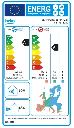 Beko klima uređaj 7 KW BEHPP 240 / BEHPP 241