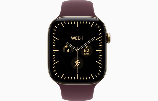 Apple Watch Series 12, MJGT4WF/A,  GPS + Cellular 46mm M/L Radiant Gold Titanium Case with Burgundy Sport Band, pametni sat
