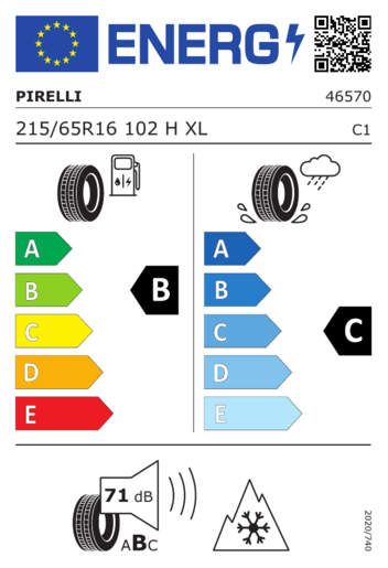 Pirelli 215/65R16 102H XL POWERGY 2 WINTER, Pot: B, Pri: C, Buka: B 071 dB