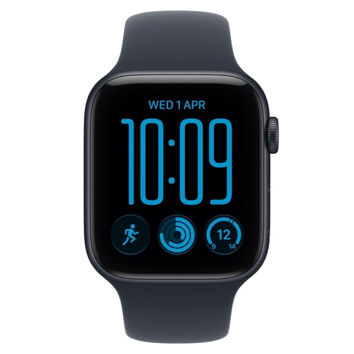 Apple Watch SE3 v2 Cellular 44mm Midnight Aluminium Case with Navy Blue Sport Band - M/L