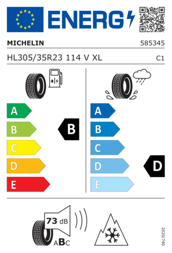 Michelin 305/35R23 Pilot alpin 5 lr xl 114V,Pot: B,Pri: D,Buka: 73dB