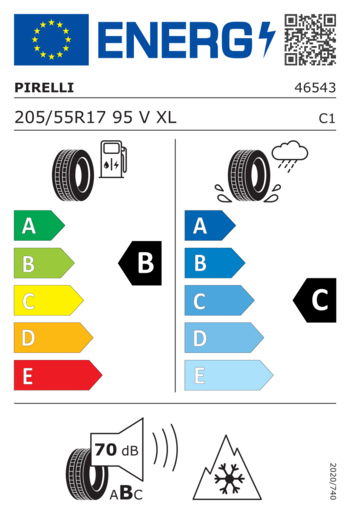 Pirelli 205/55R17 Powergy 2 AllSeason XL 95V,Pot: B,Pri: C,Buka: 70dB