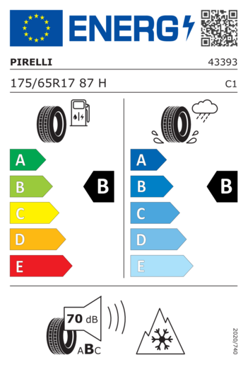 Pirelli 175/65R17 Cinturato as sf 3 87H,Pot: B,Pri: B,Buka: 70dB